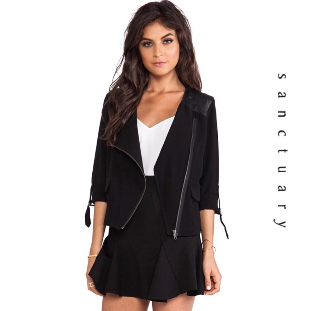 🆕{SANCTUARY of L.A.} Soft City Asymmetrical Zipper  Jacket. Size M - Picture 8 of 9
